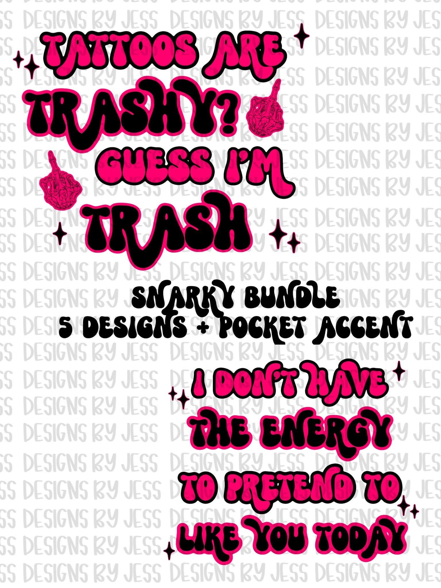 Snarky Bundle Hot Pink PNGs (5)