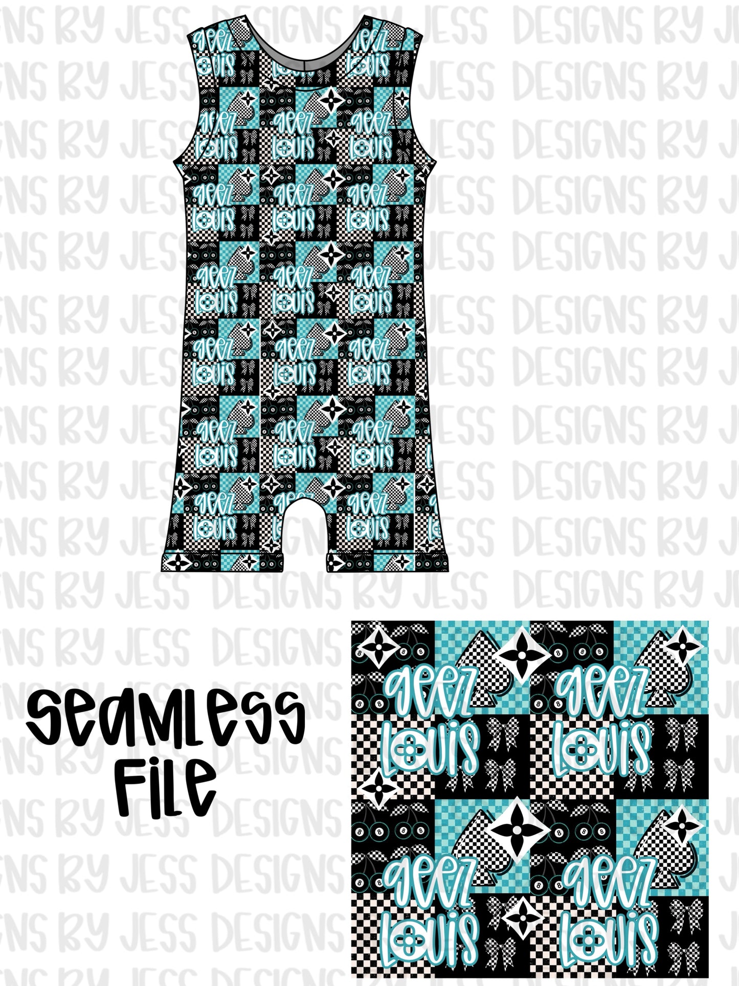 Geez L turquoise checks seamless