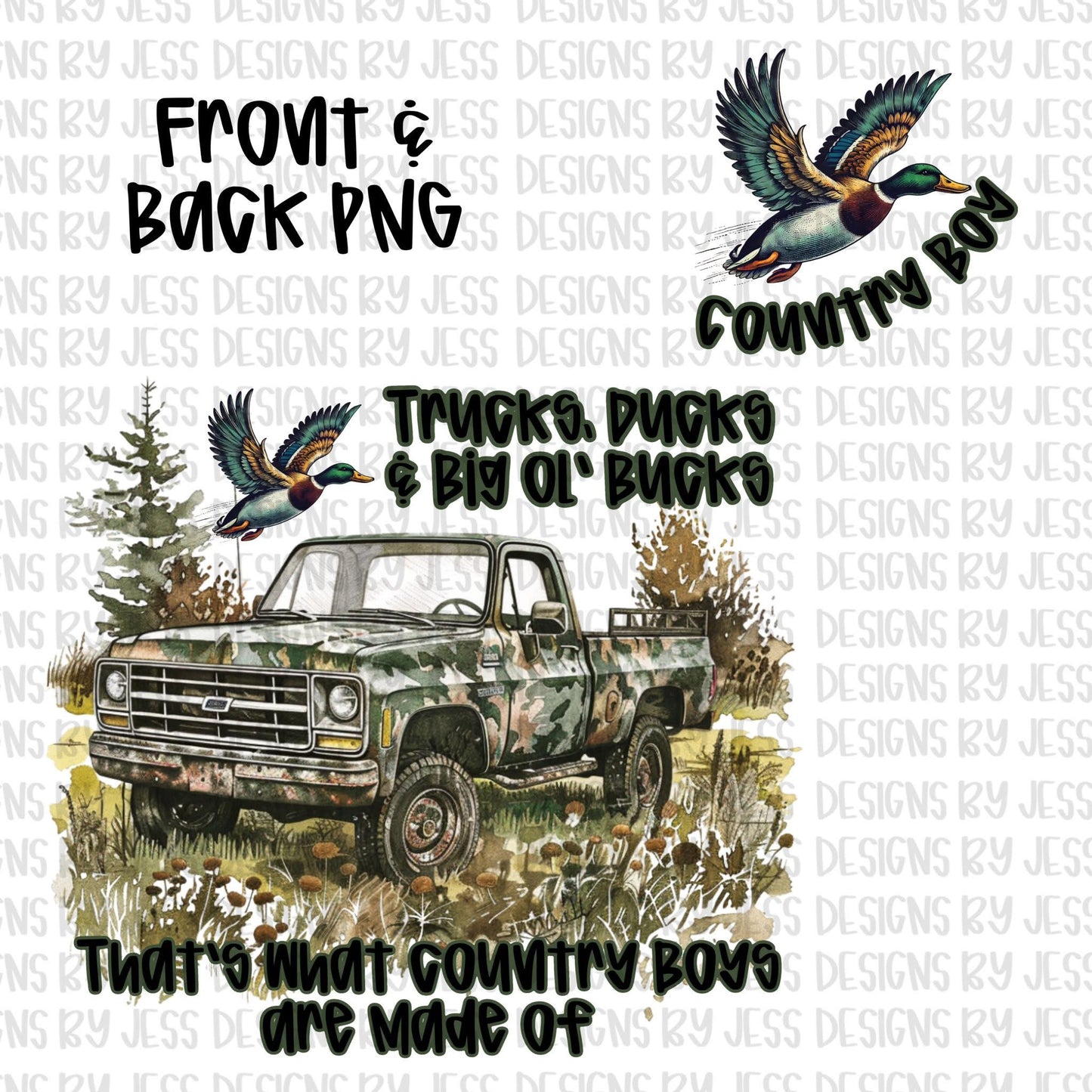 Trucks, Ducks & big ole bucks png