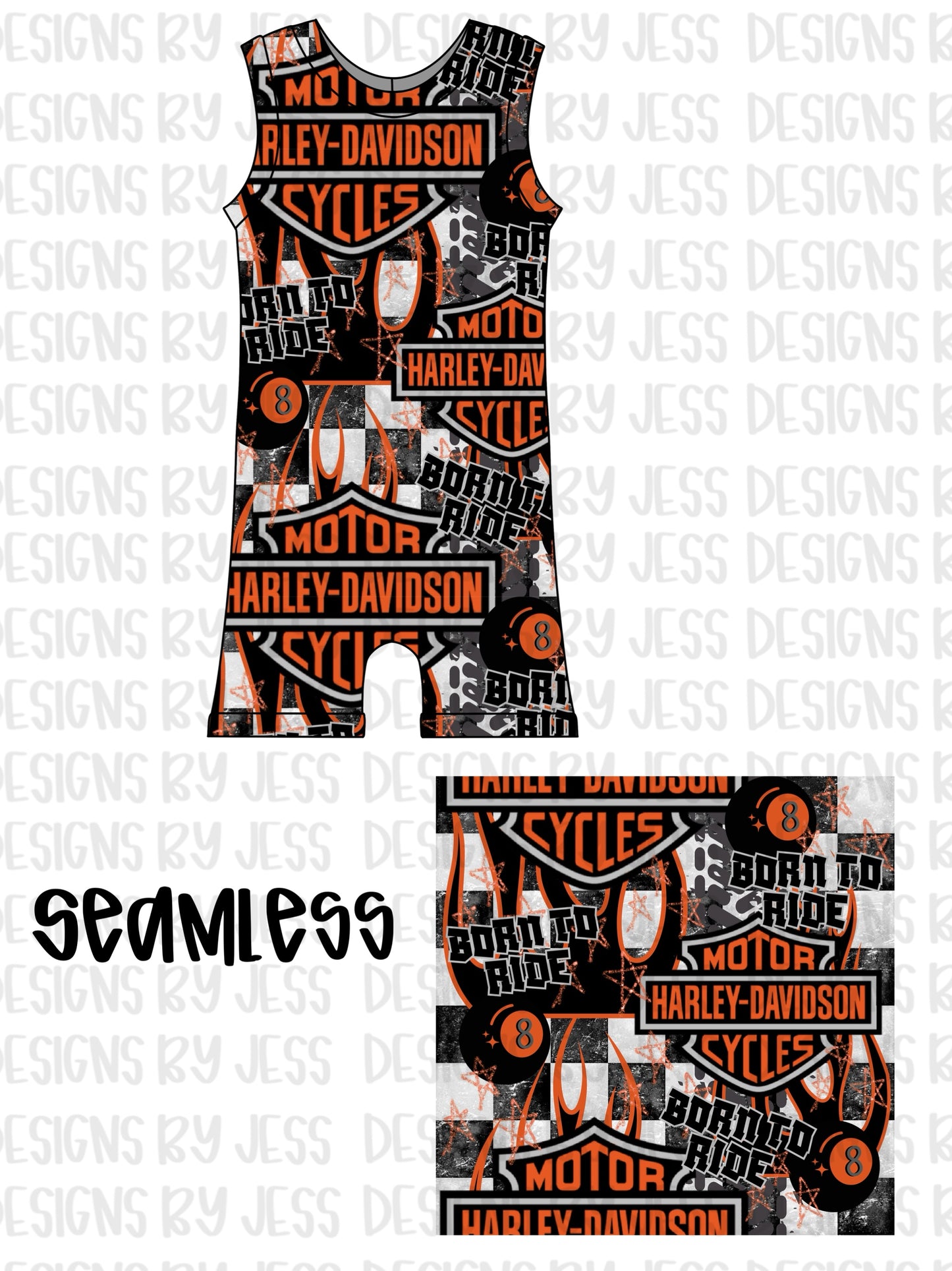 HD born to ride orange seamless