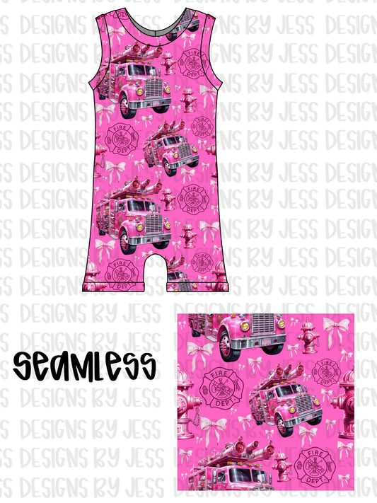 Pink fire truck seamless