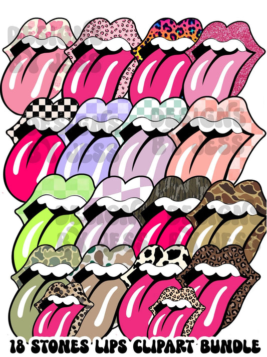 18 stones lips clipart bundle